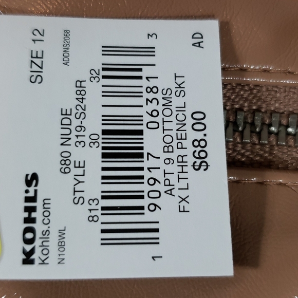 NEW CARA SANTANA X APT 9 Faux Leather Pencil Skirt front slit size 12 - Picture 4 of 8